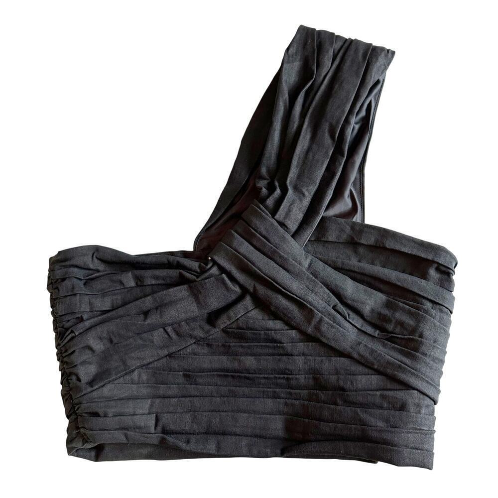 A.L.C. Apollo Top One Shoulder Crop Top Black Size 4 Black
